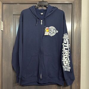 Sturgis Motorcycle Rally 2022 NWT Navy full zip hoodie L‎